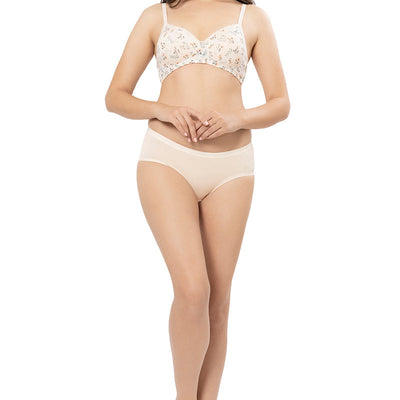 Cotton Casuals Padded Non-Wired Printed T-Shirt Bra - Cotton Bloom Print