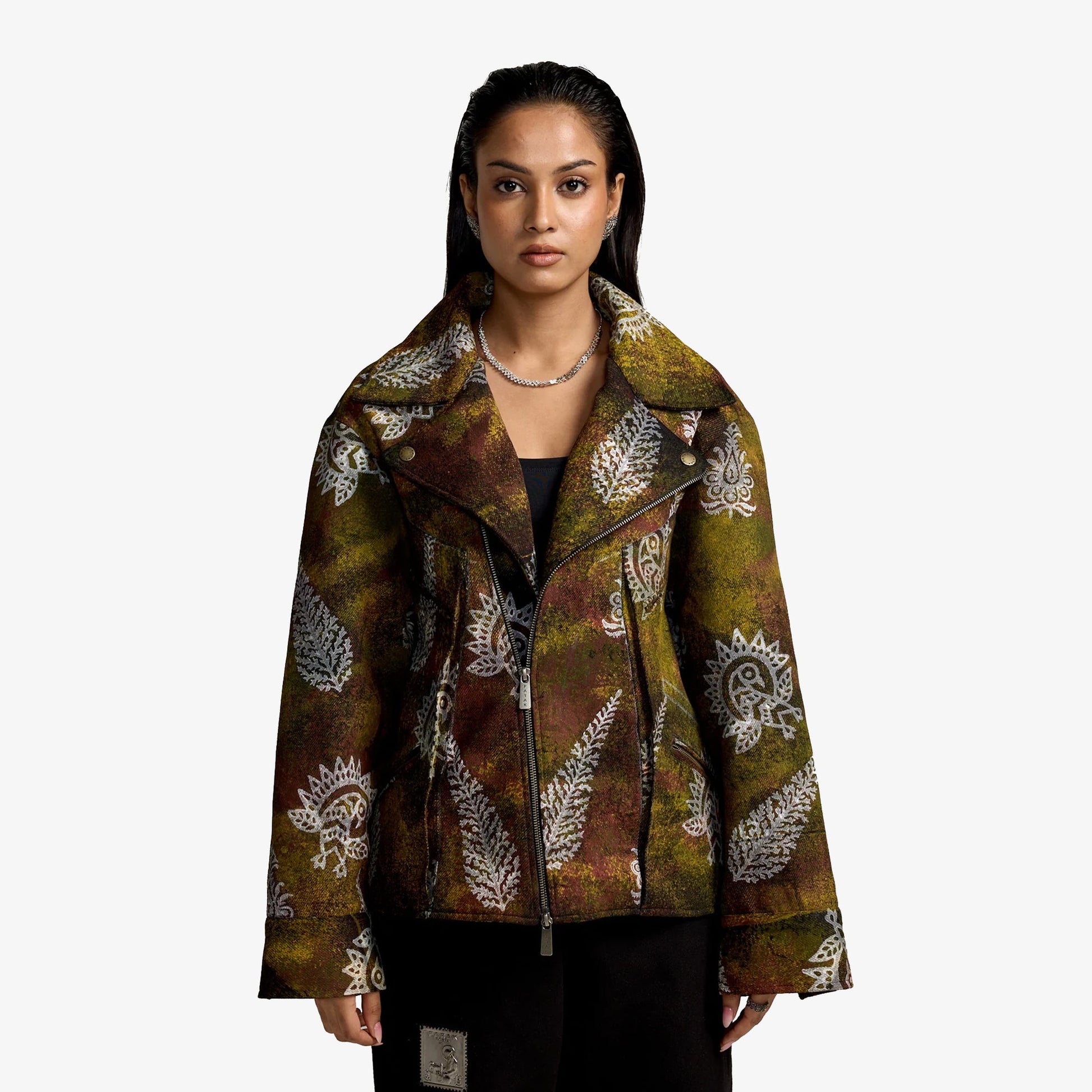 F A R A K | BIKER HANDMADE JACKET { BROWN/MULTI