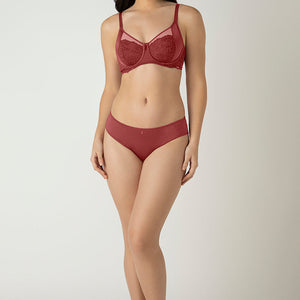 Glam Floral Non-Padded Wired Minimizer Bra - Cowhide