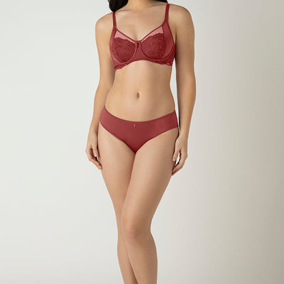 Glam Floral Non-Padded Wired Minimizer Bra - Cowhide