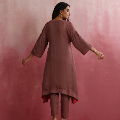 trueBrowns Brown Modal High low Kurta Set