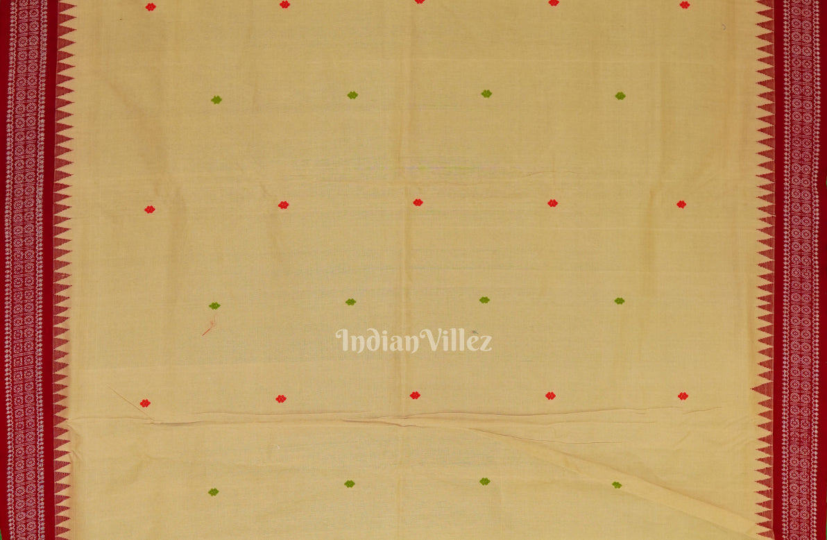 Cream Tribal Theme Natural Dyed Ganjam Bomkai Saree (Revival)