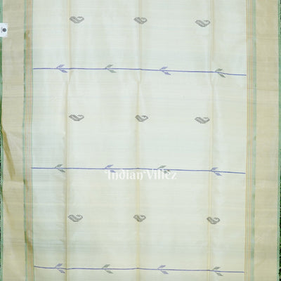 Cream With Multicolor Handwoven Bishnupuri Double Pallu Silk Saree