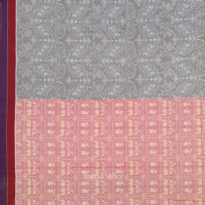 Light Faded Red Tribal Art Odisha Ikat Sambalpuri Pure Cotton Saree