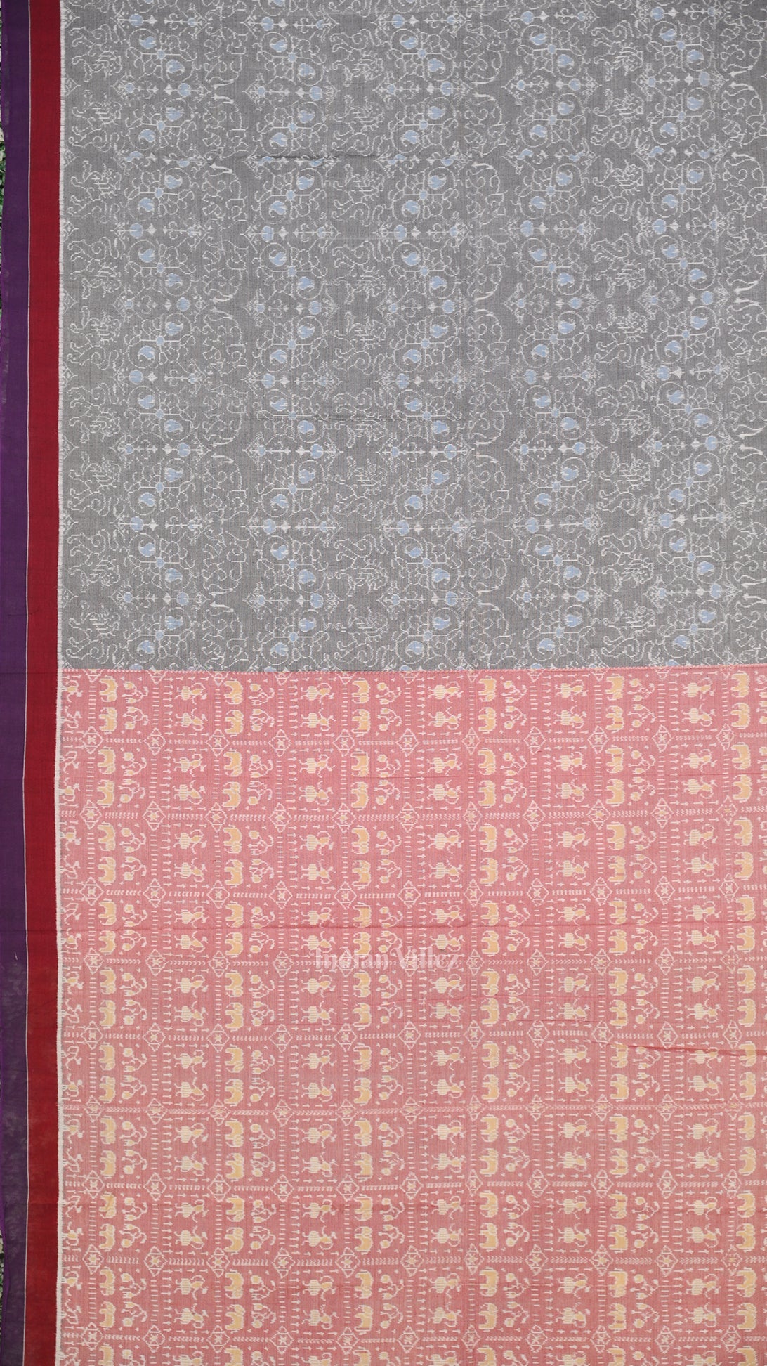 Light Faded Red Tribal Art Odisha Ikat Sambalpuri Pure Cotton Saree