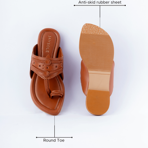 Windsor Tan Solid Kolha Flats