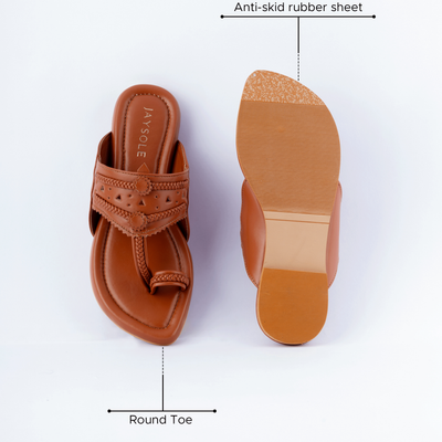 Windsor Tan Solid Kolha Flats