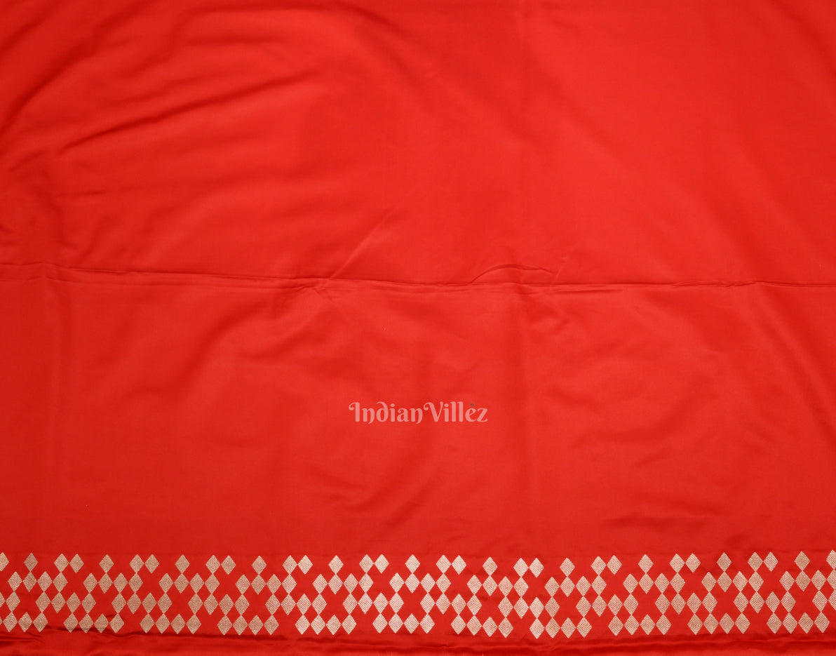 Deep Blood Red Soft Pure Mashru Satin Silk Banarasi Saree