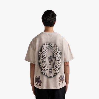F A R A K | BARAAT BLOCK PRINTED TSHIRT { BEIGE BROWN