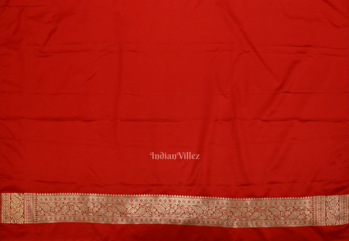Red Meenakari Pure Mashru Satin Silk Banarasi Saree