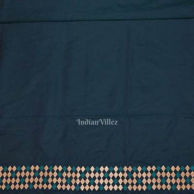 Navy Blue Soft Pure Mashru Satin Silk Banarasi Saree