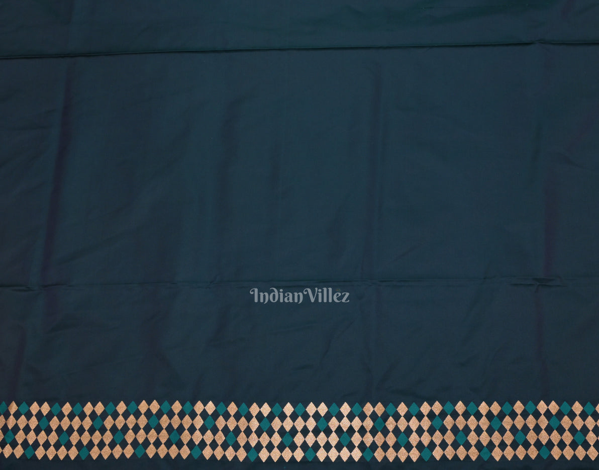 Navy Blue Soft Pure Mashru Satin Silk Banarasi Saree