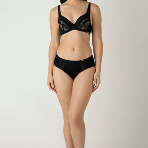 Glam Padded Non-Wired Plunge Bra - Black
