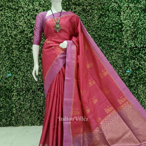 Rani Pink Pure Kanjivaram Soft Silk Saree