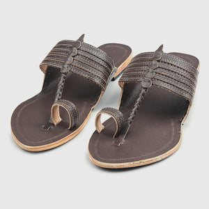 Brown Handstitched Leather Kolhapuri Men Slipper