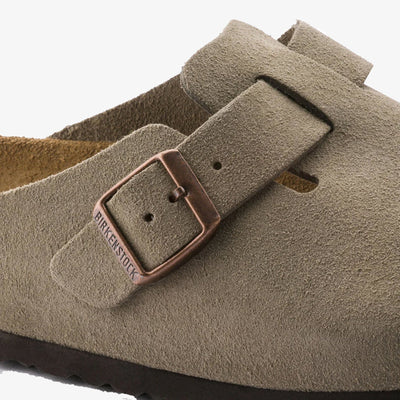 Birkenstock | BOSTON SOFT FOOTBED SUEDE LEATHER  { GRAY/TAUPE