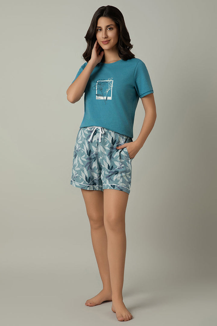 Sleep Shorts - Cameo Leaf Print