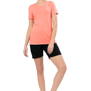 Energize Short Sleeve V-Neck Active T-Shirt - Coral Almond