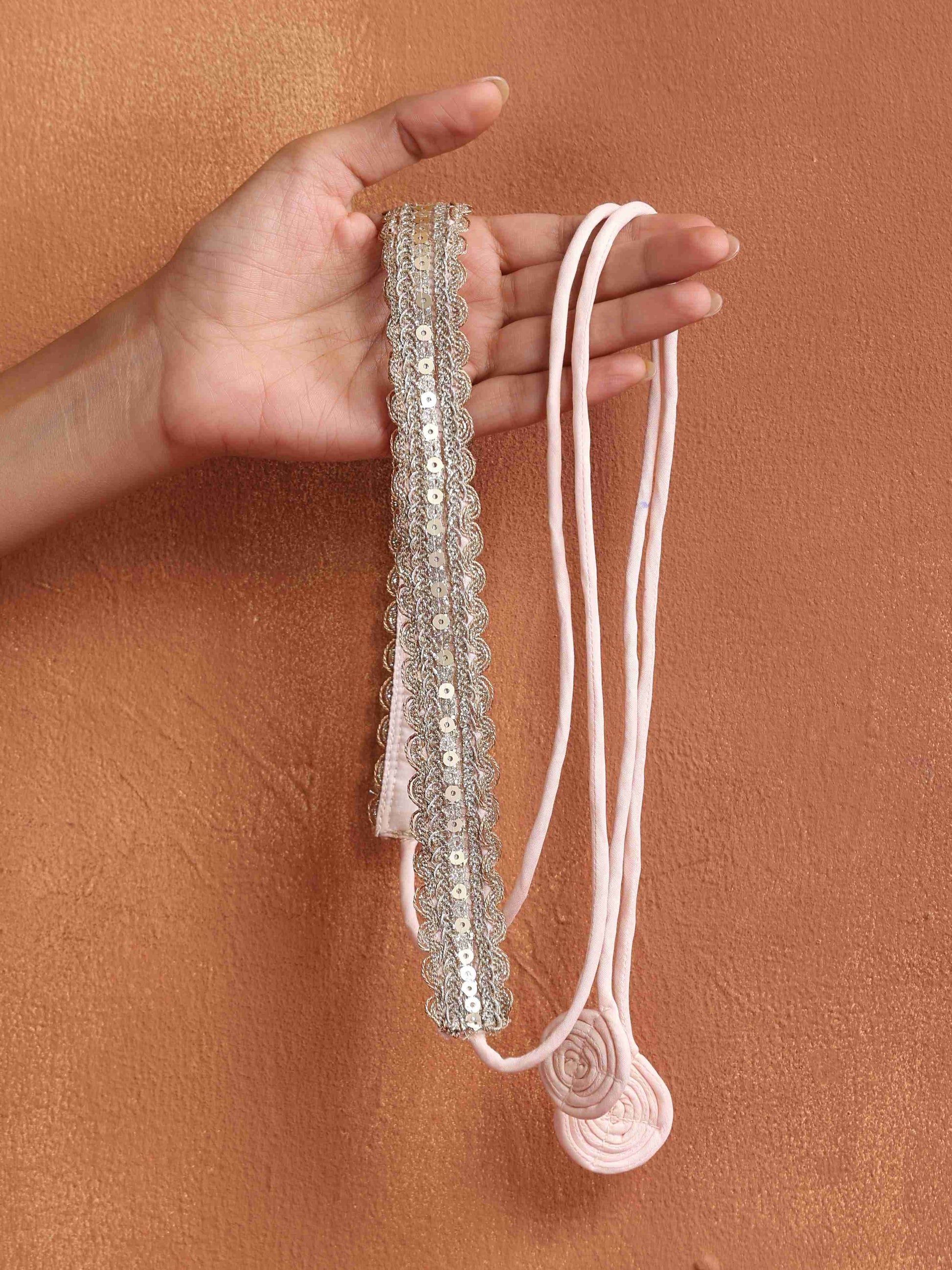 trueBrowns Light Gold Embellished Belt