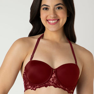 Femme Lace Padded Wired Multiway Bra - Biking Red
