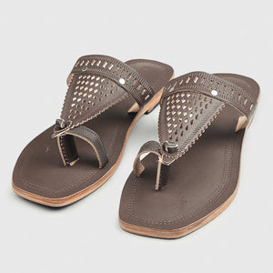 Brown Handstitched Leather Kolhapuri Women Slipper
