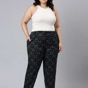 Women Printed Navys Woven Viscose Lounge Pants