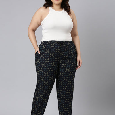Women Printed Navys Woven Viscose Lounge Pants