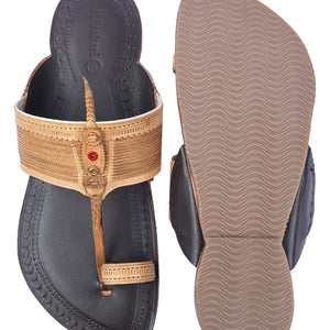 Brown Handstitched Leather Kolhapuri Men Slipper