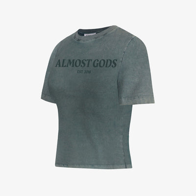 ALMOST GODS | STONEWASHED ALMOST GODS TEE IN GRANITE { GREY/CBLACK