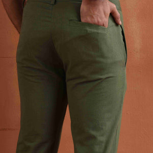 trueBrowns Men's Olive Green Cotton Twill Pants