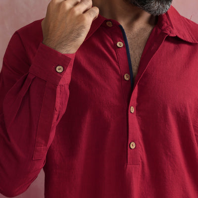 trueBrowns Men's Maroon Kurta
