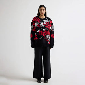 F A R A K | HALLUCINATION KNITTED SWEATSHIRT { BLACK/RED