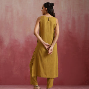 trueBrowns Mustard Cotton Kurta Set