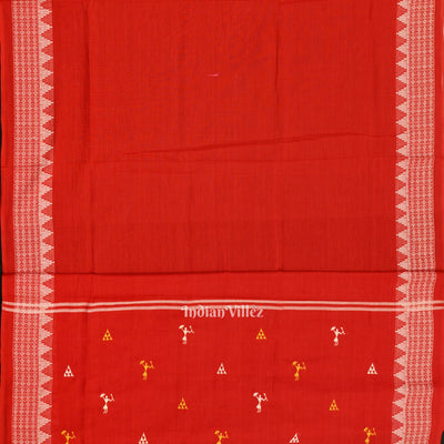 Yellow Red Tribal Design  Sambalpuri Cotton Dress set with Dupatta