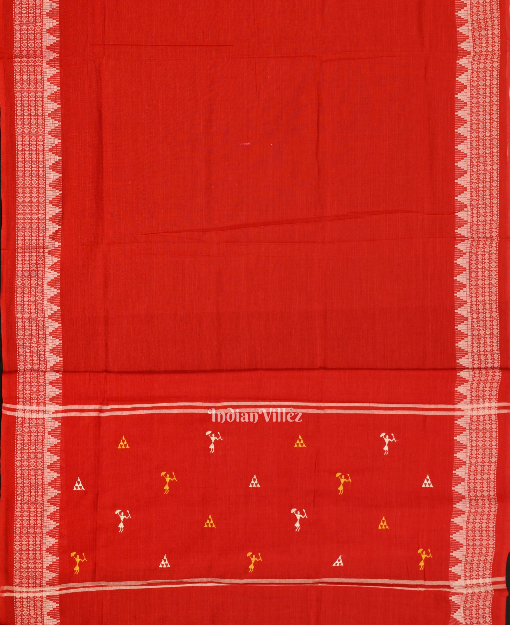 Yellow Red Tribal Design  Sambalpuri Cotton Dress set with Dupatta