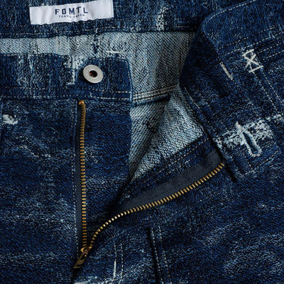 FDMTL | JACQUARD PAINTER PANTS RINSE { INDIGO