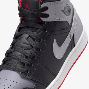 Jordan | AIR JORDAN 1 MID  { BLACK/CEMENT GREY-FIRE RED-WHITE