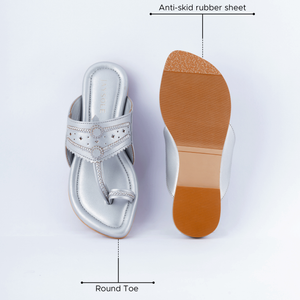 Silver Solid Kolha Flats