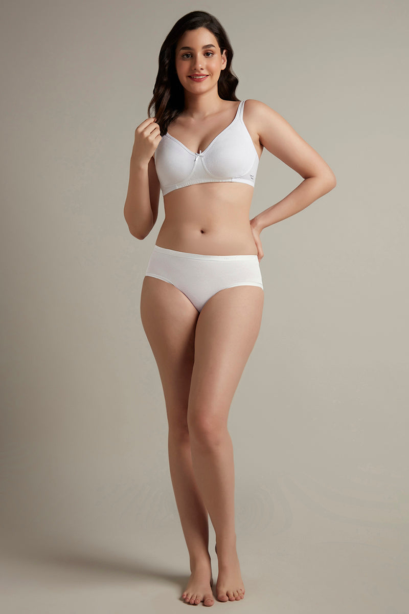 Chic Comfort Non-Padded and Non-Wired Cotton Bra - White