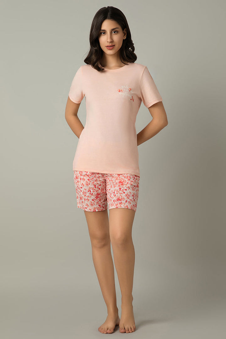 Sleep Shorts - Peach Floral Print