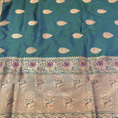 Peacock Blue Designer Pure Banarasi Katan Silk Saree