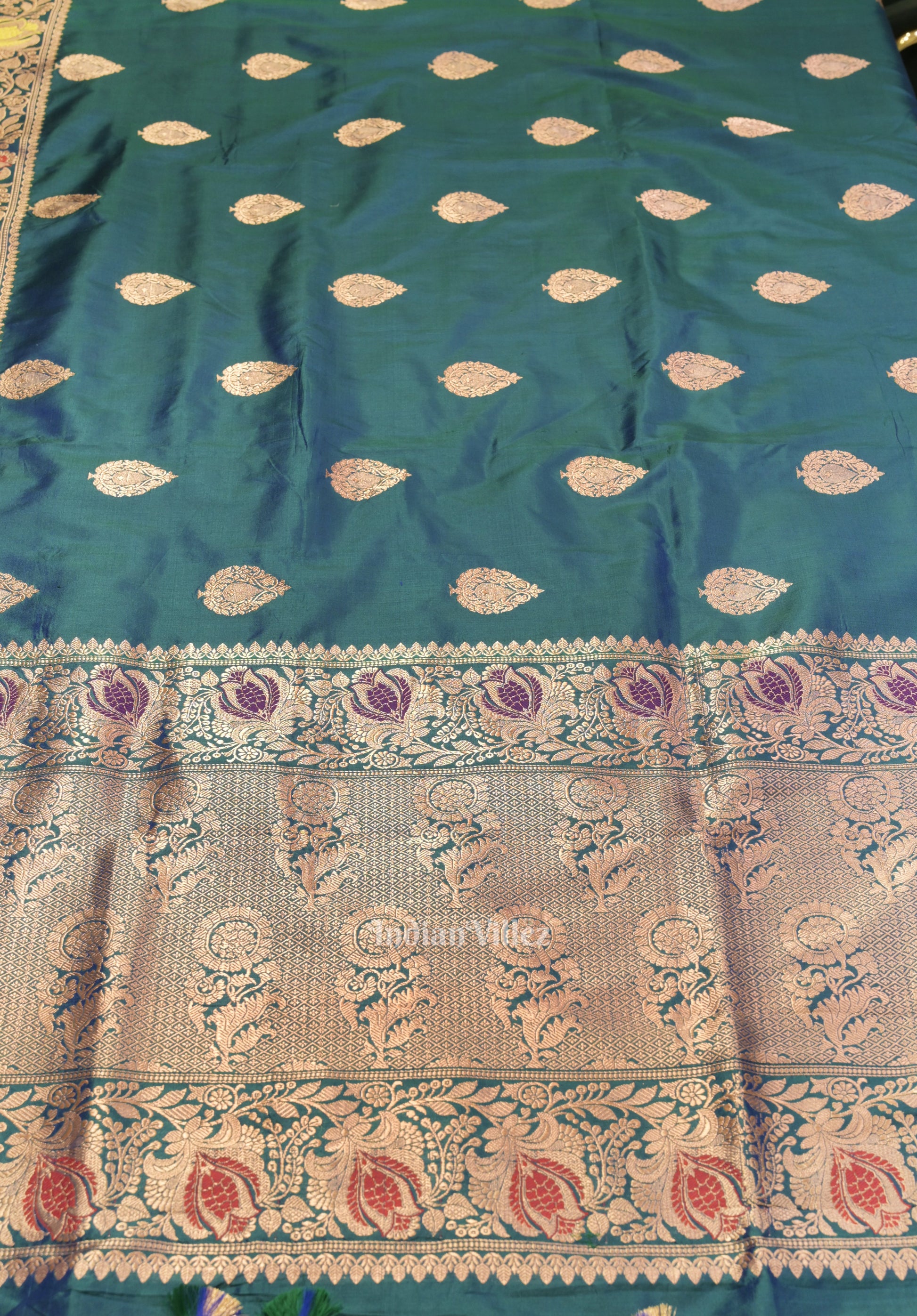 Peacock Blue Designer Pure Banarasi Katan Silk Saree