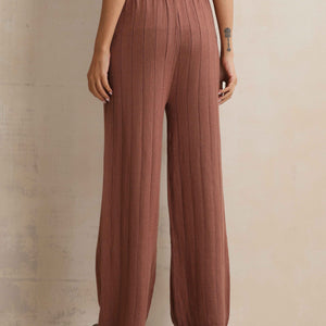 trueBrowns Peach Woollen Flared Pants