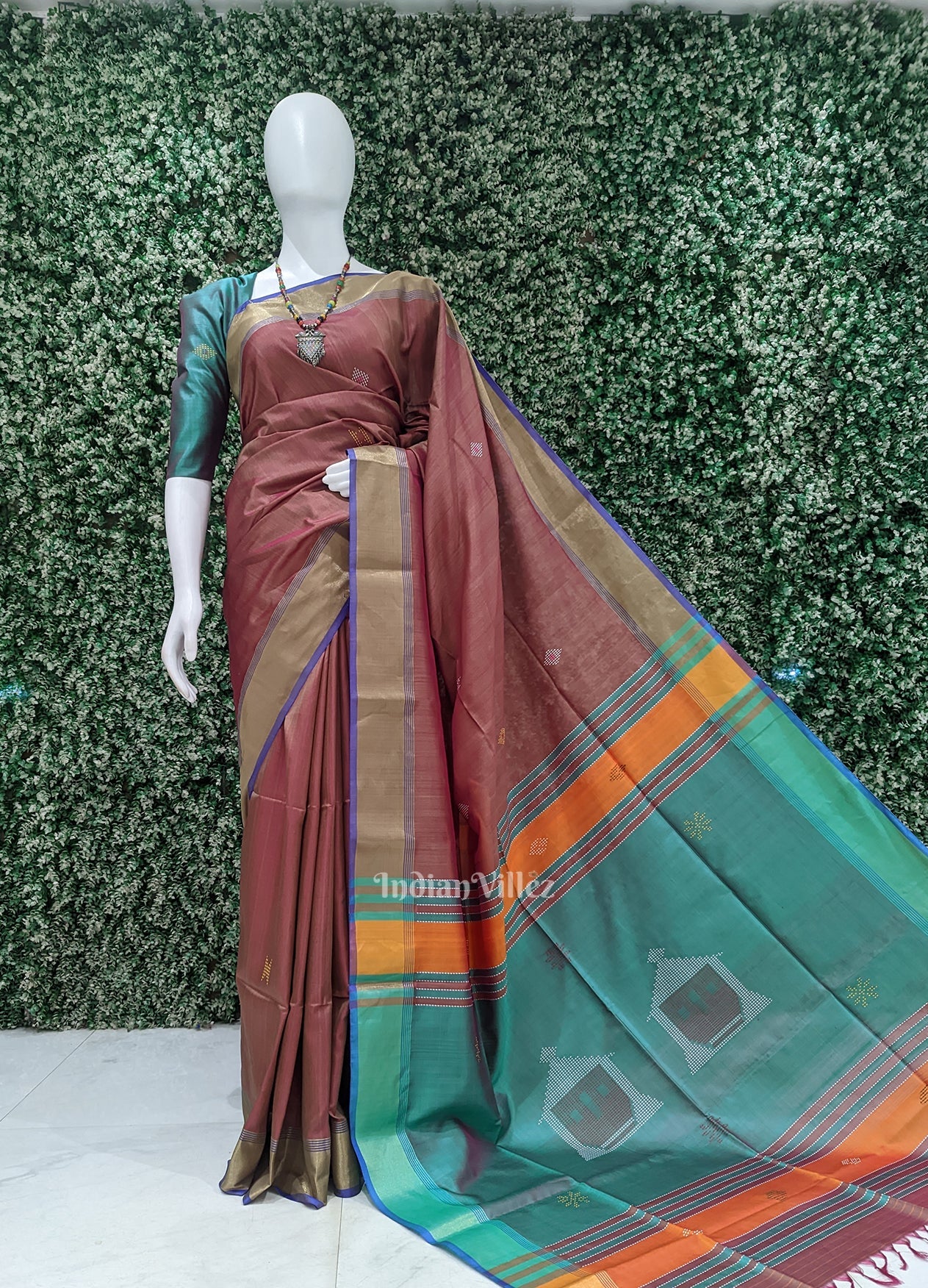 Multi Colour Dual Tone Pure Bishnupuri Silk Saree