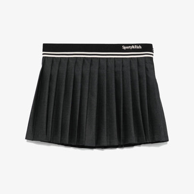 SPORTY & RICH | ABIGAIL WOOL PLEATED SKIRT { GRAY/WHITE