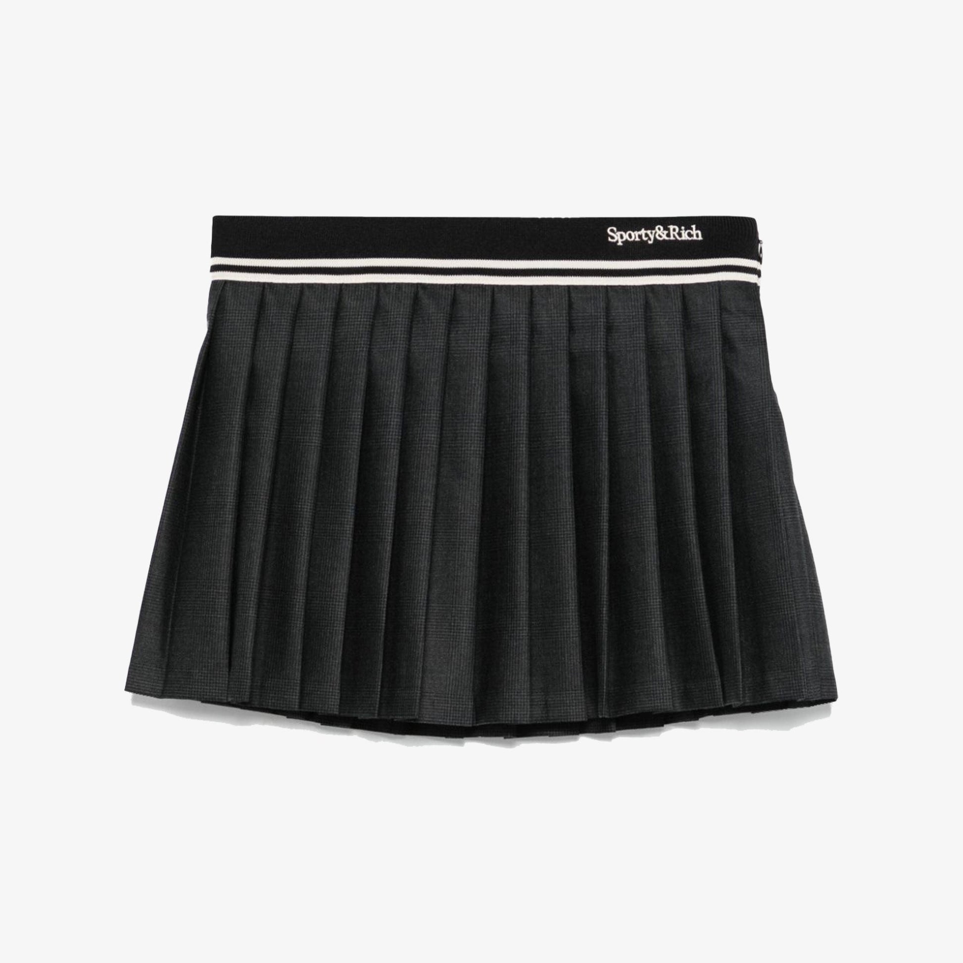SPORTY & RICH | ABIGAIL WOOL PLEATED SKIRT { GRAY/WHITE