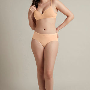 Smooth Style Padded Non-Wired Cotton Bra - Sandalwood
