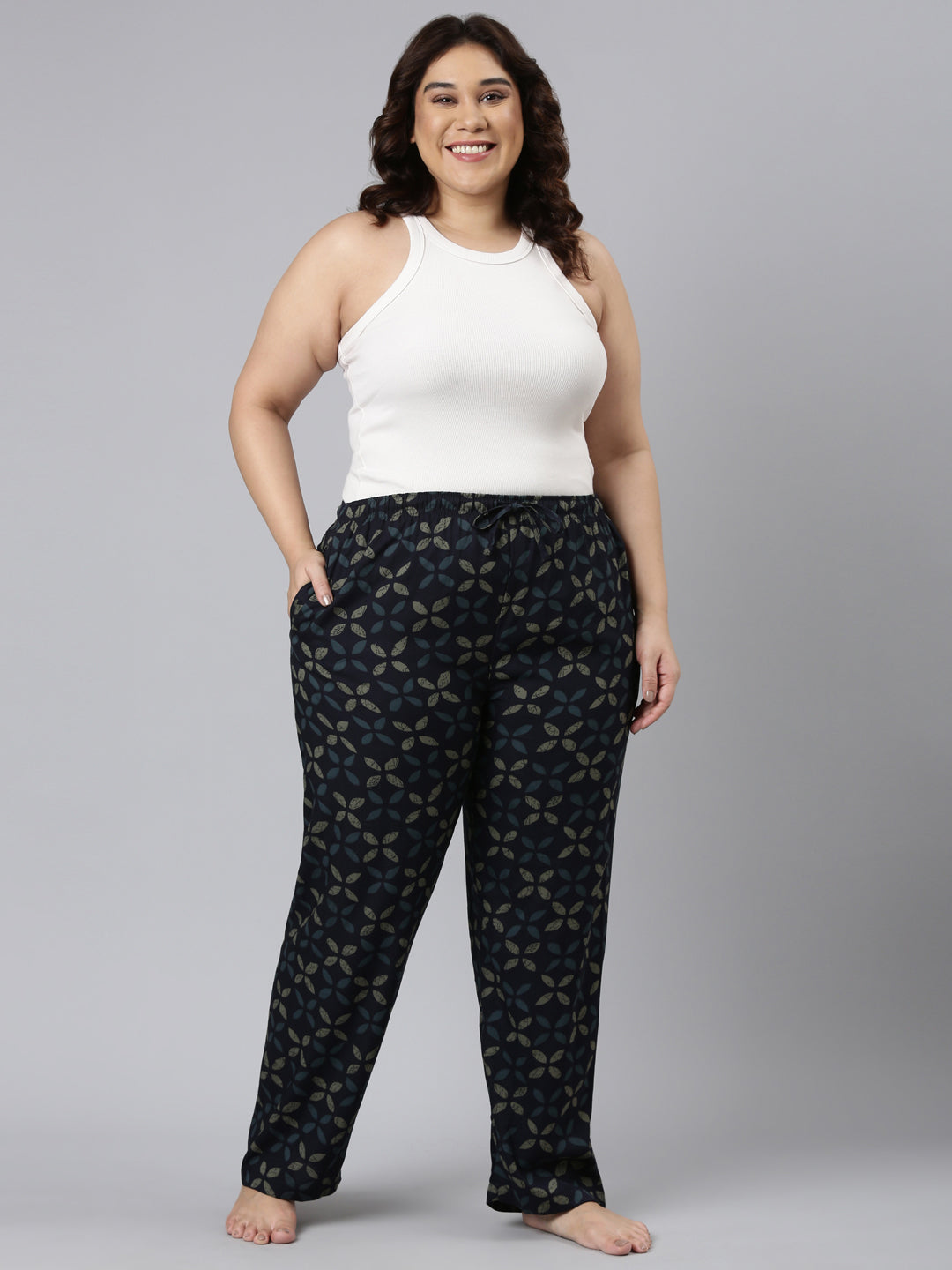 Women Printed Navys Woven Viscose Lounge Pants