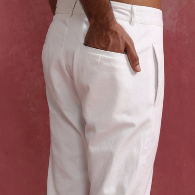 trueBrowns Men's White Cotton Twill Pant