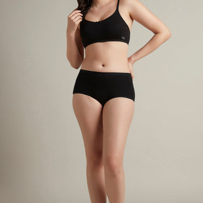 Daily Support Non Padded Non-Wired Cotton Bra - Black